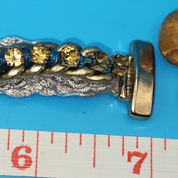 Y2K BOHO crouched lace band under brass chain with glass amber beads - Picture 9 of 16